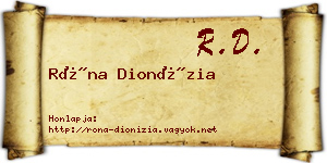 Róna Dionízia névjegykártya